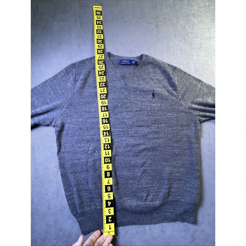Polo Ralph Lauren Knit Sweater Men L Graphite Gray‎ Cotton Crew Neck Pullover